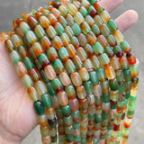 Dyed Peacock Agate Barrel Shape Beads for Jewelry Making