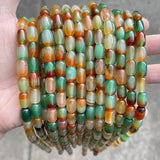 Dyed Peacock Agate Barrel Shape Beads for Jewelry Making