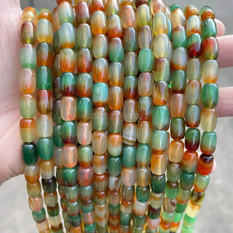 Dyed Peacock Agate Barrel Shape Beads for Jewelry Making