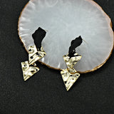 Geometric Diamond Metal Earrings