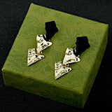 Geometric Diamond Metal Earrings