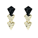 Geometric Diamond Metal Earrings