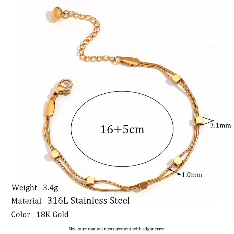 Cubic Beads 18K Plated Snake Chain Bracelet for Women