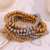 Silver Elastic Beads Bracelet for Women
