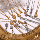 Mini Bubble 26 Letter Paper Clip Necklace 18K Plated Stainless Steel Pendant