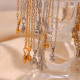 Mini Bubble 26 Letter Paper Clip Necklace 18K Plated Stainless Steel Pendant