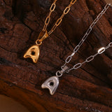 Mini Bubble 26 Letter Paper Clip Necklace 18K Plated Stainless Steel Pendant