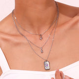 Mini Bubble 26 Letter Paper Clip Necklace 18K Plated Stainless Steel Pendant