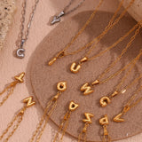 Mini Bubble 26 Letter Paper Clip Necklace 18K Plated Stainless Steel Pendant