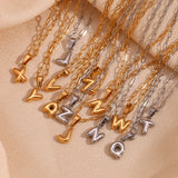 Mini Bubble 26 Letter Paper Clip Necklace 18K Plated Stainless Steel Pendant