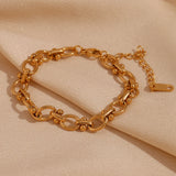 Oval Flower Chain Bracelet 18K Plated Hand Jewelry