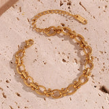 Oval Flower Chain Bracelet 18K Plated Hand Jewelry