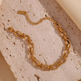 Oval Flower Chain Bracelet 18K Plated Hand Jewelry