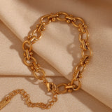 Oval Flower Chain Bracelet 18K Plated Hand Jewelry