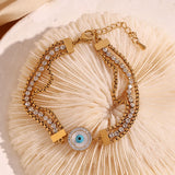 Pearl Zircon Chain Bracelet 18K Plated Stainless Steel Women's Hand Bracelet