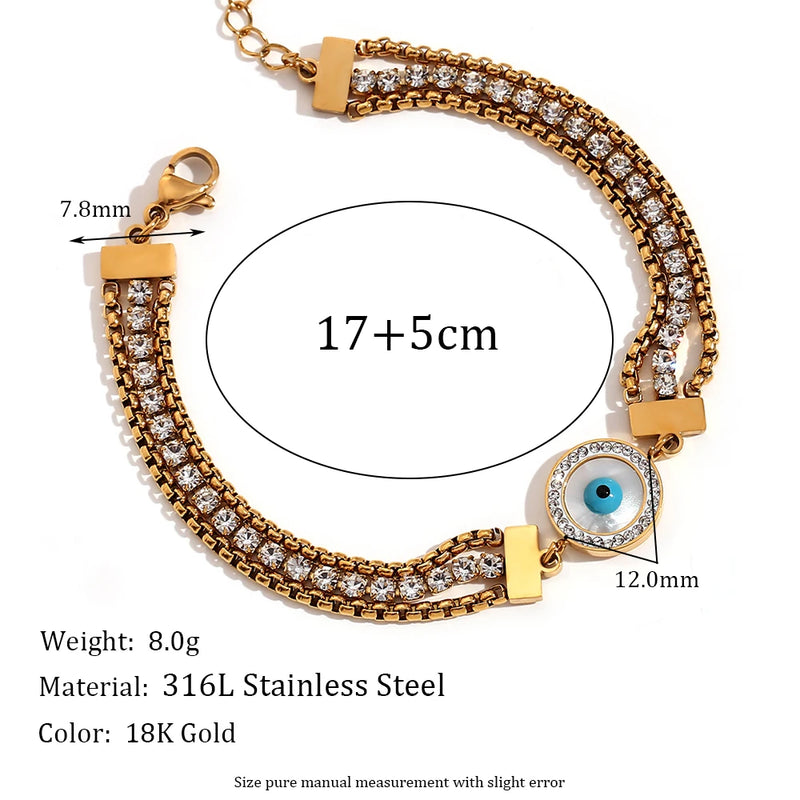 Pearl Zircon Chain Bracelet 18K Plated Stainless Steel Women's Hand Bracelet