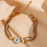 Pearl Zircon Chain Bracelet 18K Plated Stainless Steel Women's Hand Bracelet