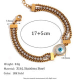 Pearl Zircon Chain Bracelet 18K Plated Stainless Steel Women's Hand Bracelet