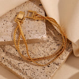 Three Layer Encryption Chain Bracelet Stainless Steel 18K Plated Jewelry