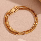 Three Layer Encryption Chain Bracelet Stainless Steel 18K Plated Jewelry