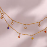 Colorful Crystal Charm Anklet Stainless Steel Chain