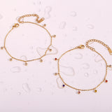 Colorful Crystal Charm Anklet Stainless Steel Chain
