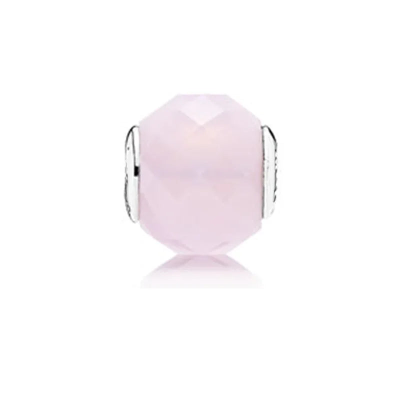 E Series Faceted Glass Beads for Bracelet, S925 Sterling Silver Loose Beads