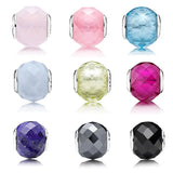 E Series Faceted Glass Beads for Bracelet, S925 Sterling Silver Loose Beads