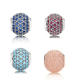 E Series Faceted Glass Beads for Bracelet, S925 Sterling Silver Loose Beads