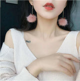 Fur Ball Fringed Earrings for Women Girl
