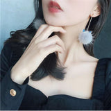 Fur Ball Fringed Earrings for Women Girl