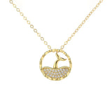 ZFSILVER S925 Sterling Silver Fish Tail Necklace Diamondset Wedding Charm Gift