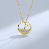 ZFSILVER S925 Sterling Silver Fish Tail Necklace Diamondset Wedding Charm Gift