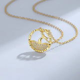 ZFSILVER S925 Sterling Silver Fish Tail Necklace Diamondset Wedding Charm Gift