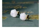 ZFSILVER S925 Silver Shell Rose Stud Earrings