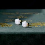ZFSILVER S925 Silver Shell Rose Stud Earrings