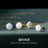 ZFSILVER S925 Silver Shell Rose Stud Earrings