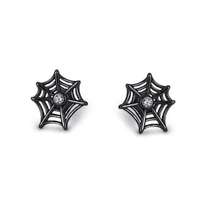 ZFSILVER S925 Silver Spider Web Screw Ball Stud Earrings
