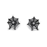 ZFSILVER S925 Silver Spider Web Screw Ball Stud Earrings