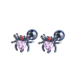 925 Silver Spider Girl Zircon Stud Earring Gift