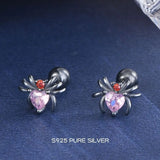 925 Silver Spider Girl Zircon Stud Earring Gift