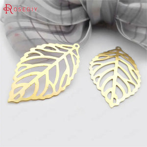 60pcs Brass Tree Leaf Leaves Charms Pendants 35x20mm DIY Jewelry Findings