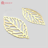 60pcs Brass Tree Leaf Leaves Charms Pendants 35x20mm DIY Jewelry Findings