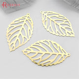60pcs Brass Tree Leaf Leaves Charms Pendants 35x20mm DIY Jewelry Findings
