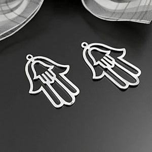10 Silver Brass Buddha Palm Charms Pendants 31x21mm DIY Jewelry Findings