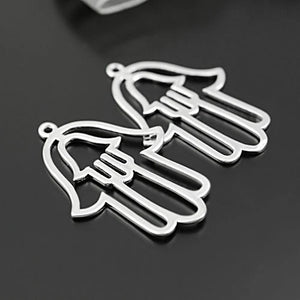 10 Silver Brass Buddha Palm Charms Pendants 31x21mm DIY Jewelry Findings
