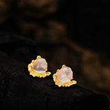ZFSILVER S925 Rose Quartz Heart Stud Earrings