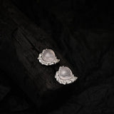 ZFSILVER S925 Rose Quartz Heart Stud Earrings