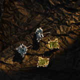 ZFSILVER S925 Sterling Silver Irregular Glue Square Stud Earrings