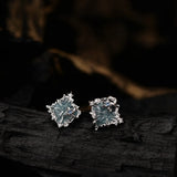 ZFSILVER S925 Sterling Silver Irregular Glue Square Stud Earrings